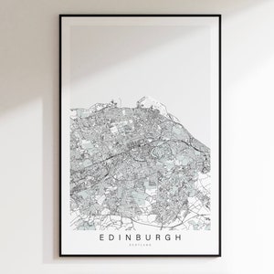 Impression de carte d'Édimbourg, carte d'Édimbourg, art mural d'Écosse, affiche de carte d'Écosse, décoration murale d'Écosse, art de carte d'Édimbourg, cadeau d'Édimbourg