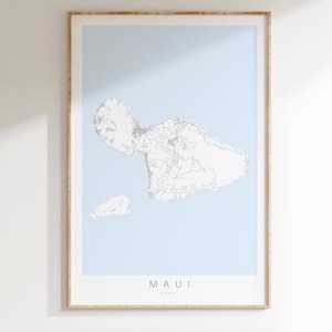 Maui Hawaii Map Print, Hawaii Poster, Maui Map, Hawaiian Decor, Hawaii Gift, Tropical Decor, Minimalist Map, Minimalist Map Hawaii