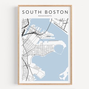 South Boston Map Print, Boston Poster, Boston Wall Art, Boston Decor, Boston Gift, Southie Print, Massachusetts Map, Boston Massachusetts