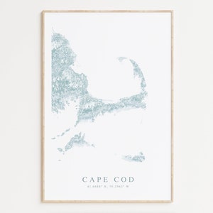 Impression de carte de Cape Cod, poster poster Cape Cod, carte de Nantucket, Martha's Vineyard, décoration côtière, carte routière de Cape Cod, cadeau Cape Cod, maison d'été