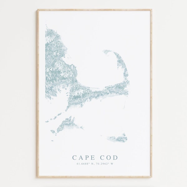 Cape Cod Map Print, Cape Cod Poster Poster, Nantucket Map, Martha's Vineyard, Coastal Decor, Cape Cod Road Map, Cape Cod Gift, Summer Home