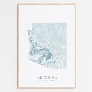 Arizona Map Print, Arizona Poster, Grand Canyon, Phoenix Arizona, Tucson Arizona, Arizona Gift, Arizona Honeymoon, Arizona Wall Art, AZ Art