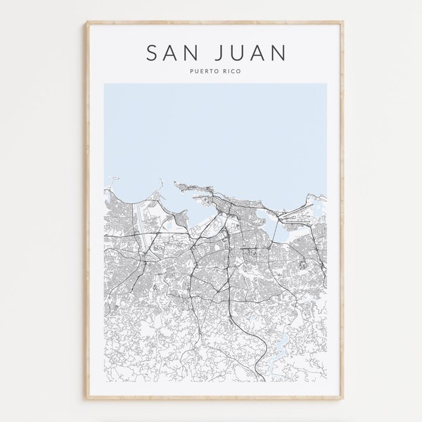 San Juan Map Print, Puerto Rico Map Print, San Juan Puerto Rico Poster, PR Decor, San Juan Gift, Puerto Rico Gift, Puerto Rico Island Map