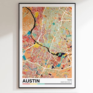 Austin City Map Print, Austin Texas Poster, Décoration murale rétro, Austin Wall Art, Austin Wall Decor, Austin Gift, Retro City Map Art, Texas