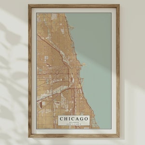 Carte vintage de Chicago, Chicago Map Print, Carte de l’Illinois, Carte de Chicago, Chicago Decor, Chicago IL, Chicago Street Map, City Map Print