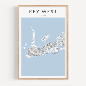 Impression de carte de Key West, impression de carte de Floride, affiche de Key West en Floride, décor de Key West, carte des Keys de Floride, décor côtier