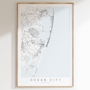 Impression de carte Ocean City Maryland, carte d’Ocean City, Ocean City MD Art, Art mural Ocean City Maryland, décoration murale Maryland, cadeau Ocean City
