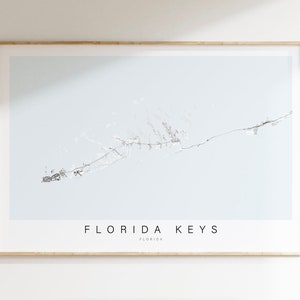Impression de carte de Key West en Floride, carte des Keys de Floride, affiche de Key West, cadeau de Key West, art mural côtier, décor côtier, décor d'île