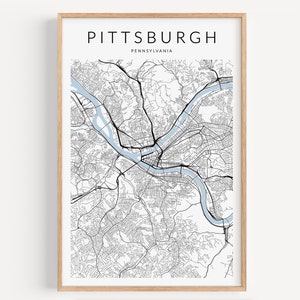 Pittsburgh Map Print, Pennsylvania Map Print, Pittsburgh Pennsylvania Poster, Pittsburgh Decor, Pittsburgh Map, Minimalist Map