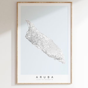 Aruba Map Print, Aruba Wall Art, Island Map Decor, Coastal Wall Decor, Aruba Gift, Caribbean Map, Caribbean Wall Art