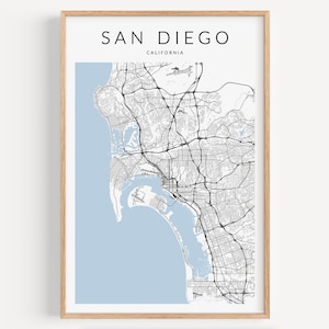 San Diego Map Print, California Map Print, San Diego California Poster, San Diego Decor, California Coast, Pacific Coast California