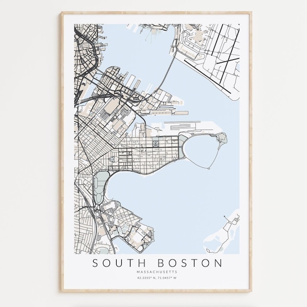 South Boston Map Print, Southie Poster, Boston Map Print, Boston Gift, Massachusetts Decor, Map of Southie, South Boston Wall Art