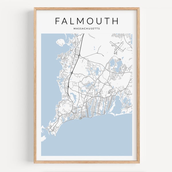 Falmouth Massachusetts Map Print, Cape Cod Map Print, Cape Cod Poster, Cape Cod Gift, Falmouth Gift, Coastal Decor, Woods Hole