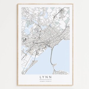 Lynn Massachusetts Map Print, Boston Map Print, Boston Poster, Boston Decor, Boston Massachusetts, Boston Neighborhood, Lynn MA