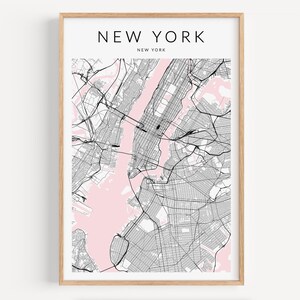 Impression de carte de la ville de New York, affiche de la ville de New York, cadeau de la ville de New York, affiche de Manhattan, impression de la carte de New York, art de New York, carte de la ville de New York