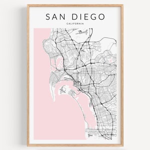San Diego Map Print, San Diego Poster, California Wall Art, San Diego Gift, Coastal Wall Decor, California Map Print, San Diego Decor