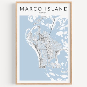Impression carte Marco Island, impression carte Floride, affiche Marco Island Floride, décoration Marco Island, décoration côtière, impression carte de la ville, carte de la Floride