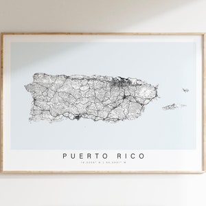Puerto Rico Map Print, Caribbean Decor, Puerto Rico Wall Art, Puerto Rico Poster, Street Map Poster, Coastal Wall Art, Coastal Home Decor