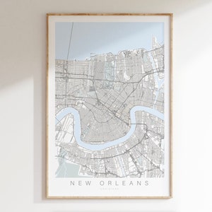 Impression de carte de la Nouvelle-Orléans, décor de carte LA de la Nouvelle-Orléans, décor de la Louisiane, affiche de la Nouvelle-Orléans, cadeau de la Nouvelle-Orléans, décor d'art mural de la Nouvelle-Orléans