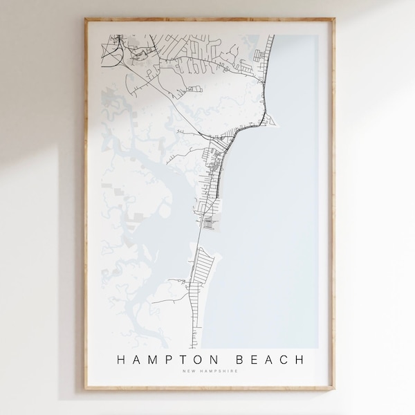 Hampton Beach Map Print, Hampton Beach New Hampshire, Coastal Decor, New Hampshire Map Print, Beach House Decor, Hampton Beach Gift