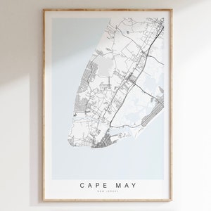 Cape May New Jersey Map Print, New Jersey Map, Wildwood City Map, Map Print Poster, Minimalist Map Print, Cape May Gift, New Jersey Gift