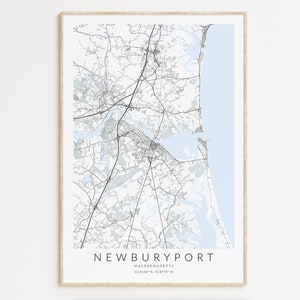 Newburyport Map Print, Massachusetts Map Print, Boston Poster, Boston Decor, Beach House Decor, Newburyport Massachusetts, Plum Island