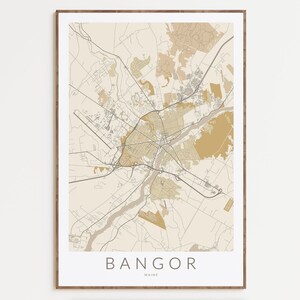 Impression de carte de Bangor, art d'affiche d'automne, carte minimaliste, impression de carte du Maine, Bangor Maine, cadeau d'automne, affiche de Bangor, art de Bangor