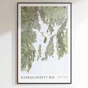 Narragansett Bay Map Print, Narragansett Rhode Island Poster, Rhode Island Map Print, Aquidneck Island, RI Gift, Rhode Island Decor