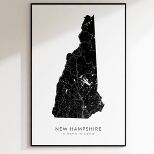 New Hampshire Map Print, New Hampshire Map Poster, New Hampshire Gift, Minimalist Map, NH Decor, Map of NH, Lake Winnipesaukee