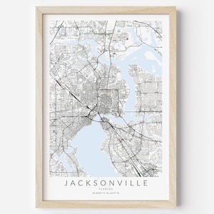 Jacksonville Map Print Poster, Florida Art, Jacksonville Florida Decor, Jacksonville Gift, Jacksonville City Map Poster, Jacksonville Art