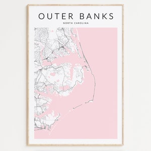 Outer Banks Poster, Outer Banks Art, Minimalist Map, North Carolina Map Print, Outer Banks Gift, Outer Banks Map, Map of the Outer Banks NC