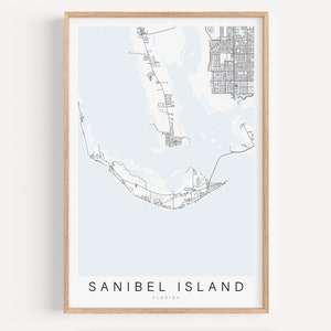 Sanibel Island Map Print, Florida Map Print, Sanibel Island Florida Poster, Sanibel Island Gift, Island Decor, Coastal Decor