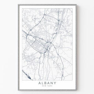 Impression de carte d’Albany New York, affiche d’Albany New York, impression de carte d’Albany NY, cadeau de New York, art de New York, cadeau d’Albany NY