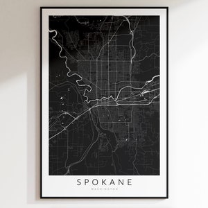 Spokane Map Print, Spokane Washington Art, Minimalist Map, Washington Map, Spokane Gift, Map of Spokane, Birthday Present, Spokane WA