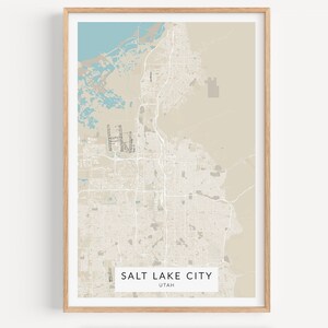 Impression de carte de Salt Lake City, carte de Salt Lake City, Utah Wall Art, Utah carte affiche, décoration murale de Salt Lake City, Utah Art