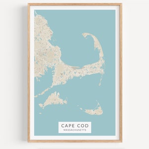 Impression de carte de Cape Cod, carte de Cape Cod, Art mural de Cape Cod, affiche de carte de Cape Cod, décoration murale de Nantucket, Art de Nantucket, décor côtier