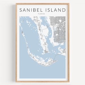 Sanibel Island Map Print, Florida Map Print, Sanibel Island Florida Poster, Sanibel Island Gift, Island Decor, Coastal Decor