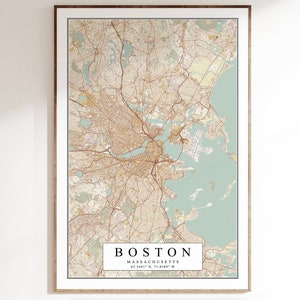 Vintage Map Print of Boston, Boston Map Print, Massachusetts Map, Map of Boston, Boston Decor, Boston Wall Art, Boston Gift, Antique Map