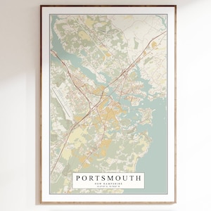 Portsmouth New Hampshire Vintage Map, Portsmouth Map Print, New Hampshire Map, Map of Portsmouth, New Hampshire Decor, Portsmouth NH