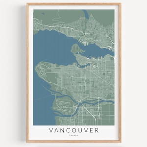 Impression de carte de Vancouver, carte de Vancouver, Canada Wall Art, affiche de carte de Vancouver, décoration murale de la Colombie-Britannique, cadeau de Vancouver