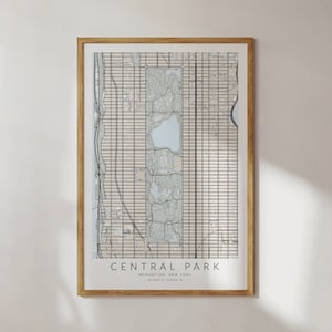 Impression de carte de Central Park, art de Central Park, affiche de carte de New York, affiche de carte de la ville de Manhattan, décoration de New York, cadeau Central Park, affiche de New York