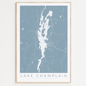Impression de carte du lac Champlain, affiche du Vermont, carte minimaliste, cadeau du lac Champlain, carte de New York, cadeau d’anniversaire, Lake House, décor côtier
