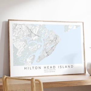 Impression de carte de l'île de Hilton Head, affiche de Hilton Head, art de Hilton Head, cadeau de Hilton Head, art de Hilton HeadWall, cadeau de Caroline du Sud, art de SC