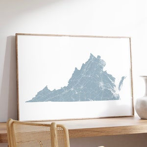 Virginia Map Print, Virginia Poster, Virginia Gift, Virginia Wall Art, Map of Virginia, Virginia Road Map, Virginia Street Map, Map of VA