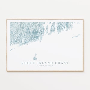 Impression de carte côtière du Rhode Island, cadeau du Rhode Island, art de la baie de Narragansett, impression de carte de Block Island, cadeau du Rhode Island, art de la carte de Newport