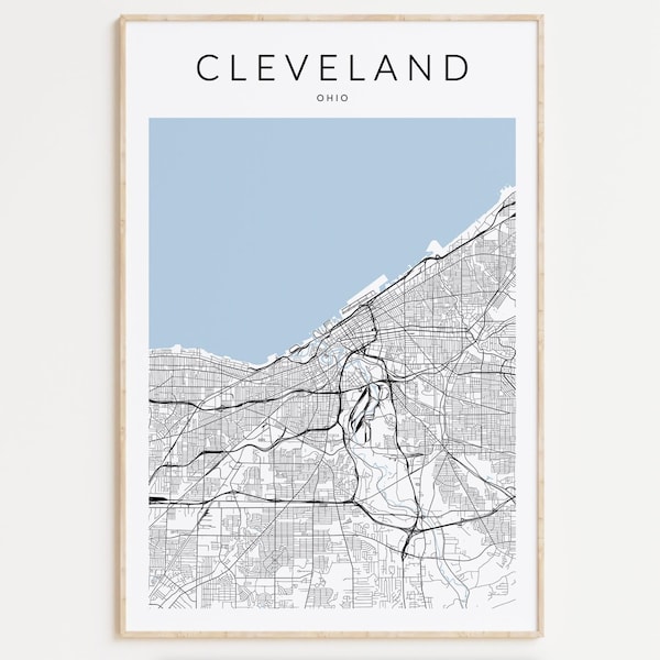 Cleveland Map Print, Ohio Map Art, Minimalist Map, Cleveland Gift, Cleveland Map, Birthday Present, Ohio Decor, Cleveland Decor, Ohio Art
