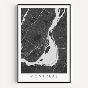 Impression de carte de Montréal, Art de Montréal, Carte minimaliste, Carte du Québec, Cadeau de Montréal, Carte de Montréal, Cadeau d'anniversaire, Montréal Québec