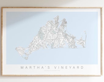 Martha's Vineyard Map Print, Martha's Vineyard Massachusetts Map, Martha's Vineyard Poster, Martha's Vineyard Gift, Oak Bluffs Massachusetts