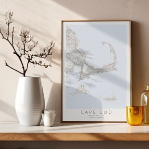 Impression de carte de Cape Cod, affiche de Cape Cod, panneau de Cape Cod, Nantucket, Martha's Vineyard, cadeau de Cape Cod, carte du Cap, impression de Cape Cod