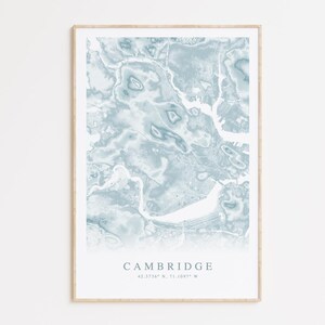 Cambridge Map Print, Cambridge Massachusetts, Boston Massachusetts Poster, Boston City Map, Coastal Wall Art, Turquoise Wall Art, Boston Art
